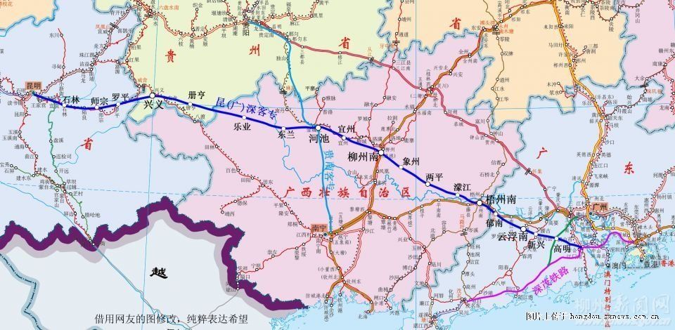 規劃建設昆明經柳州,梧州至深圳350高鐵